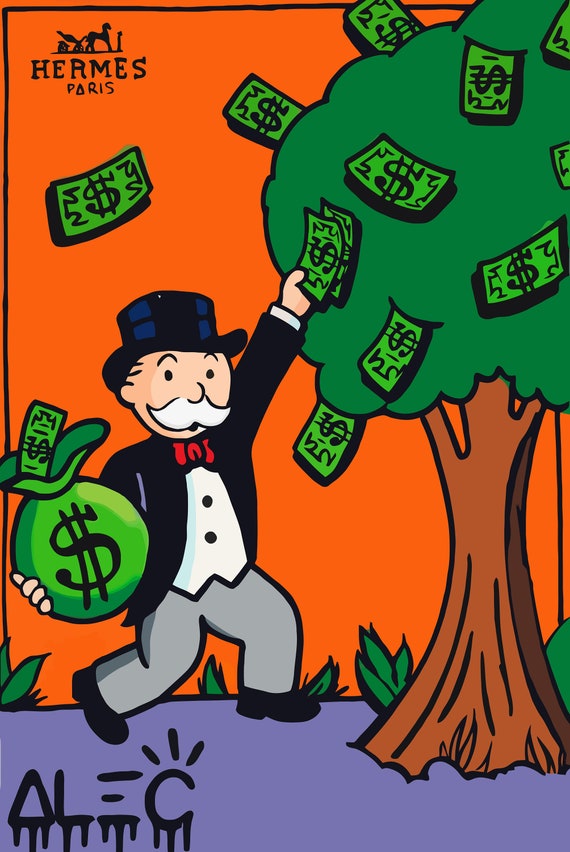 Alec Monopoly Poster, Print, Canvas, Graffiti Painting, Send from Sydney  Australia, Monopoly Man, Money on Trees