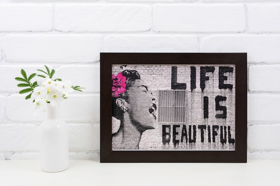Buy Banksy Life is Beautiful Poster Canvas Shipped From Australia A0-A5 or  Custom Sizes Available Online in India 