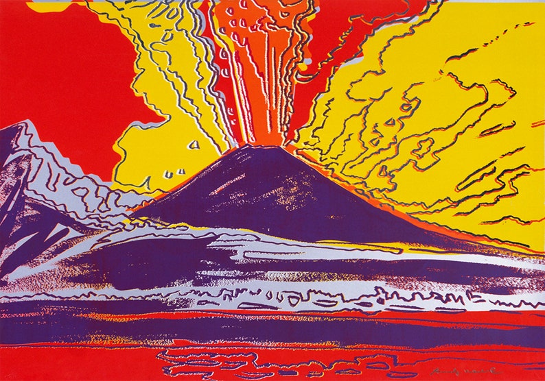 Andy Warhol, Vesuvius Volcano, Poster, Print, Art, Canvas, Wall art, Red Yellow Purple Orange image 2