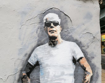 Banksy Anthony Bourdain Tribute Street Art Graffiti Poster Canvas, Shipped from Australia