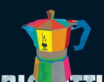 Bialetti Moka Pot Kaffee Poster Druck Wand Kunst Leinwand Versand aus Australien