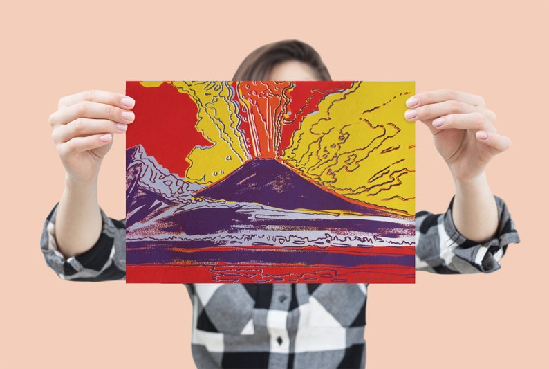 Andy Warhol, Vesuvius Volcano, Poster, Print, Art, Canvas, Wall art, Red Yellow Purple Orange image 1