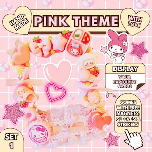 Pink Decoden Toploader | Kawaii Photocard Holder | Handmade Card Case | Sweet Pastel Kpop Pokemon Display