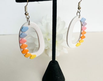 Rainbow Cloud Earrings, Rainbow Earrings, Glitter Rainbow Earrings, Polymer Clay Earrings, Clay Earrings Handmade