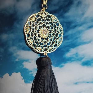 Black and Gold Mandala Car Mirror Accessory