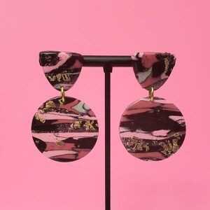 Pink Marble Round Earrings
