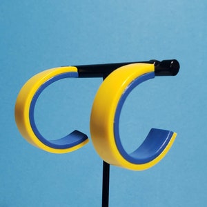 Yellow and Blue Hoop Earrings