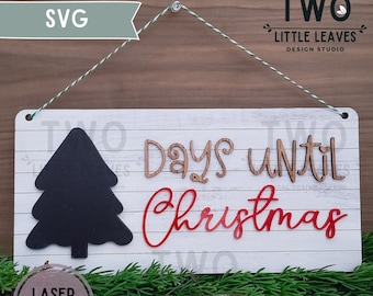 Days Until Christmas SVG| Shiplap SVG| Glowforge Laser Cut File| Christmas Countdown SVG