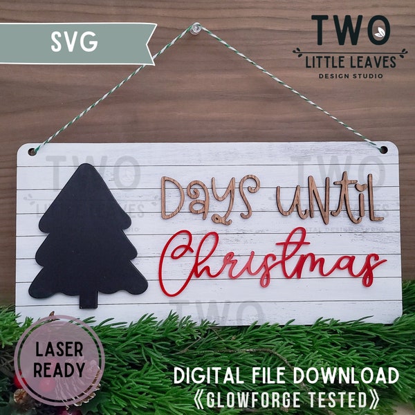 Days Until Christmas SVG| Shiplap SVG| Glowforge Laser Cut File| Christmas Countdown SVG