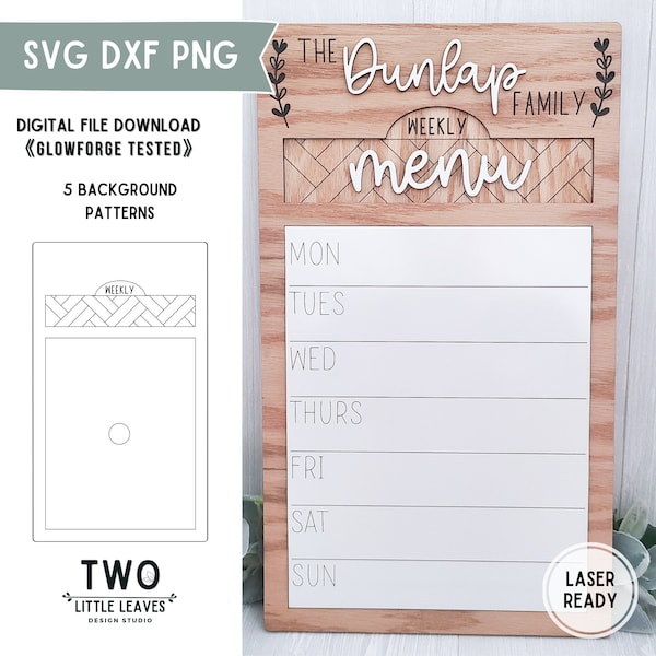 Planificateur hebdomadaire familial SVG | Business Weekly Planner SVG | Liste de choses à faire | Menu hebdomadaire | Menu hebdomadaire | Liste hebdomadaire des choses à faire | Fichiers Glowforge