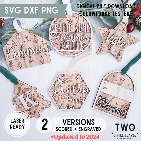 Adornos de Navidad SVG/ Patrón de Navidad svg/ ornamento svg/ Etiqueta de regalo de Navidad svg/ Adornos Glowforge svg/ Archivos de adornos Glowforge/