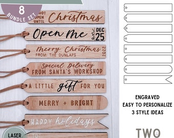 Christmas Stocking Tag SVG | Gift Tag SVG | Name Tags SVG | Personalized Christmas | Glowforge Files | Laser Cut Files