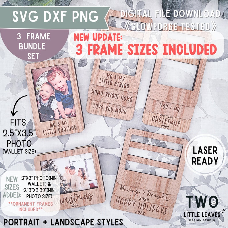 Photo Frame SVG Wallet size frame Magnet Frame svg Photo gift Personalized Frame Glowforge SVG image 1