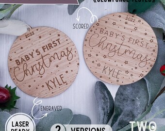 Primo ornamento natalizio del bambino SVG/ Ornamento natalizio 2022/ Primo Natale SVG/ Natale SVG/ File Glowforge