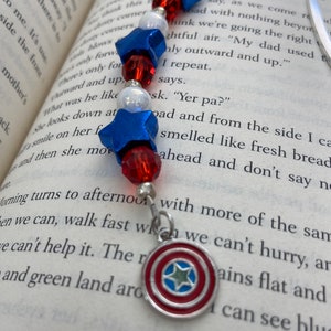 captain america inspired pendant bookmark