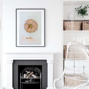 Minimale Hello Pumpkin Poster, Keramik Kürbis Druck, Herbst Design, Herbst Wandkunst, Herbst Dekor