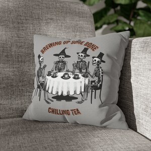 Skeleton Tea Party Kissenbezug, Herbst Kissenbezug, Herbst Dekor, Herbst Kissenbezug, Herbst Kissenbezug, Herbst Dekor, Halloween Kissen
