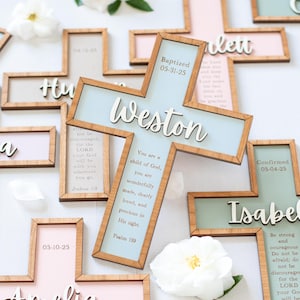 First Communion Gift Boy, Godson Gifts for Baptism Gift Boy, Sentimental Confirmation Gift for Boys, Wooden Cross, Baby Boy Christening Gift