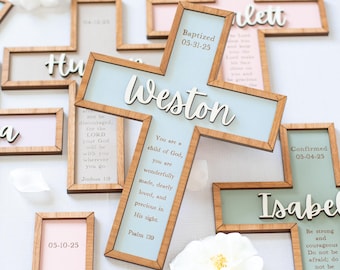 First Communion Gift Boy, Godson Gifts for Baptism Gift Boy, Sentimental Confirmation Gift for Boys, Wooden Cross, Baby Boy Christening Gift