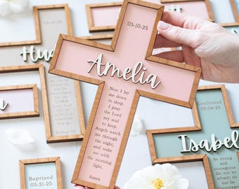 First Communion Gift Girl, Goddaughter Gifts for Baptism Gift Girl, Sentimental Confirmation Gift Girls, Wooden Cross, Baby Christening Gift