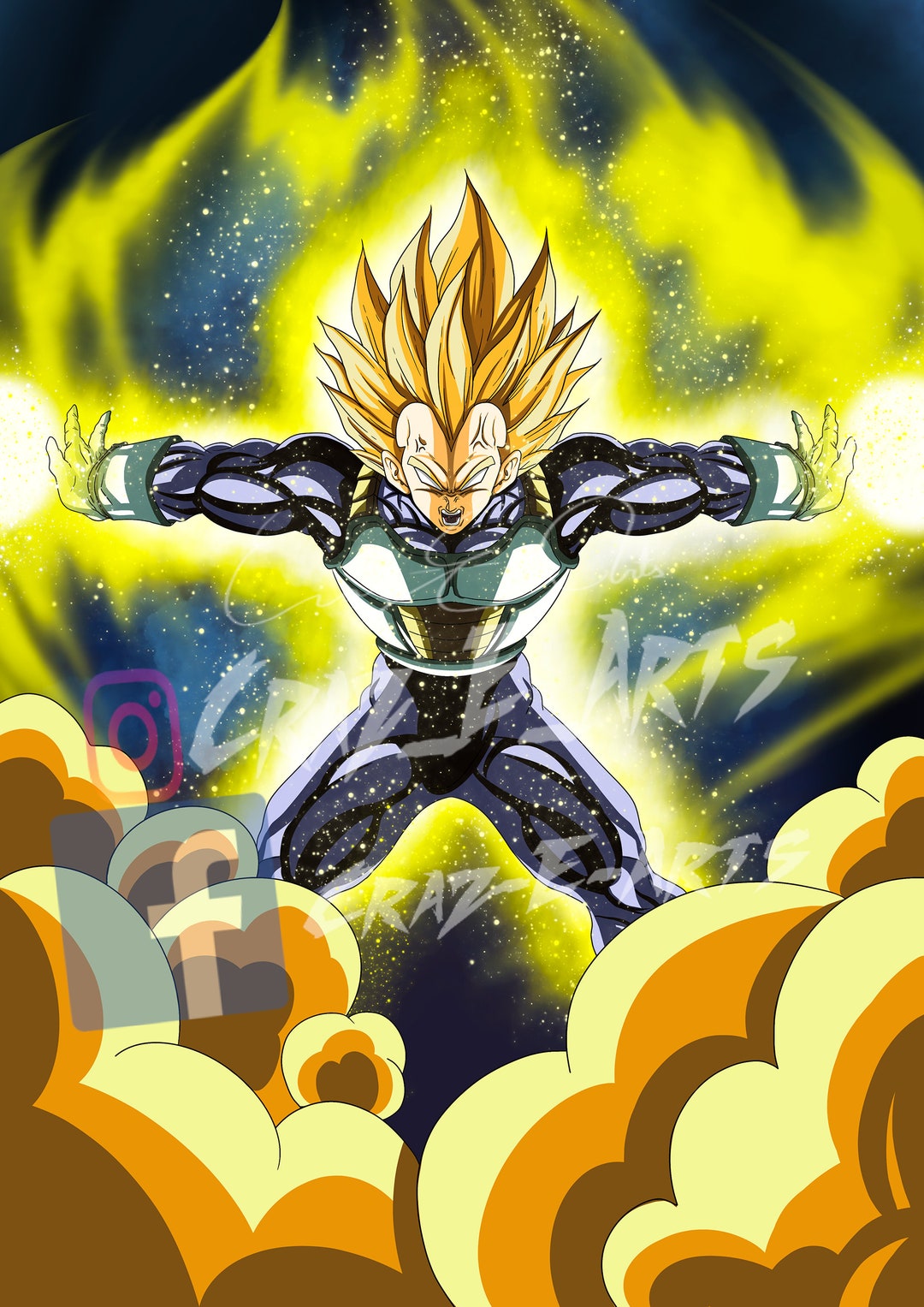 Vegeta Final Flash Metal Prints for Sale