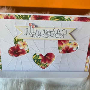 Carte de vœux fait main anniversaire tropical