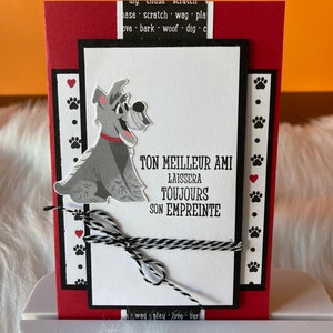 Carte de vœux fait main Amitié canine