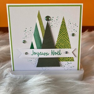 Carte de vœux fait main Noël Sapins simplifiés