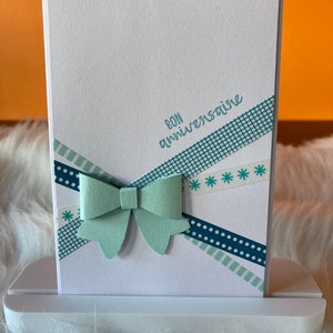 Carte de vœux fait main anniversaire noeud