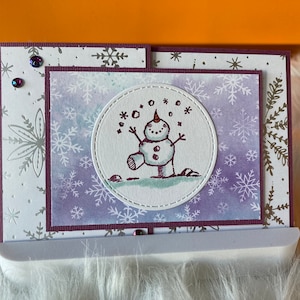 Carte de vœux fait main Mini bonhomme de neige