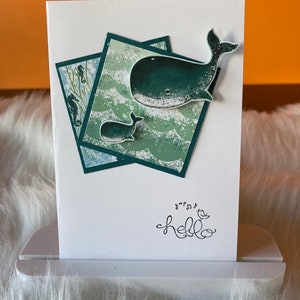 Carte de vœux fait main Amis baleine