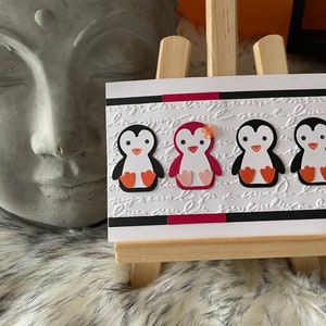 Carte de vœux fait main Joyeux pingouins