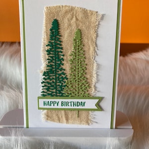 Handmade Birthday Greeting Card Fir Trees