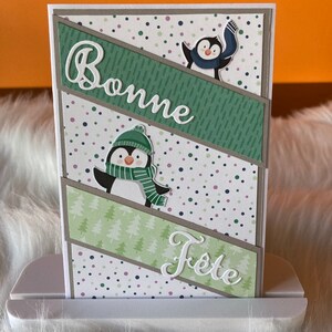 Carte de vœux fait main noël Pingouins esquimaux