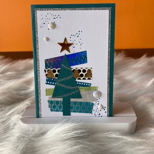 Carte de vœux fait main Noël Sapin et paillettes