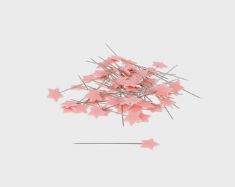 Plastic Head Pins - Light Pink Stars - 42 x 0.55 mm (x100) BOHIN