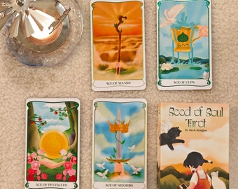 Seed of Soul Tarot Deck - Hand-illustrated Cards with Guidebook - Mystic Divination Cards for Intuitive Readings