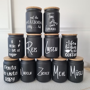 Storage jar with bamboo lid, storage container, coffee tin, sugar pot, pasta jar, flour, personalized unique items