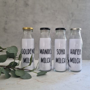Melkfles / drinkfles van glas UPCYCLING 0,5 L gembershot, kurkuma, havermelk, sojamelkglas gepersonaliseerd