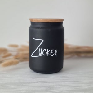 Vorratsglas mit Bambusdeckel, Vorratsdose, Kaffedose, Zuckerpott, Nudelglas, Mehl, personalisierte Unikate Zucker