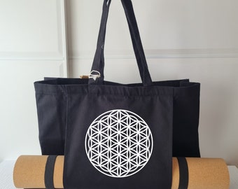 Yoga Sporttasche mit Yogamattentasche 100% Bio Baumwolltasche Strandtasche mit Wunschmotiv Bio-Baumwolle GOTS-zertifiziert