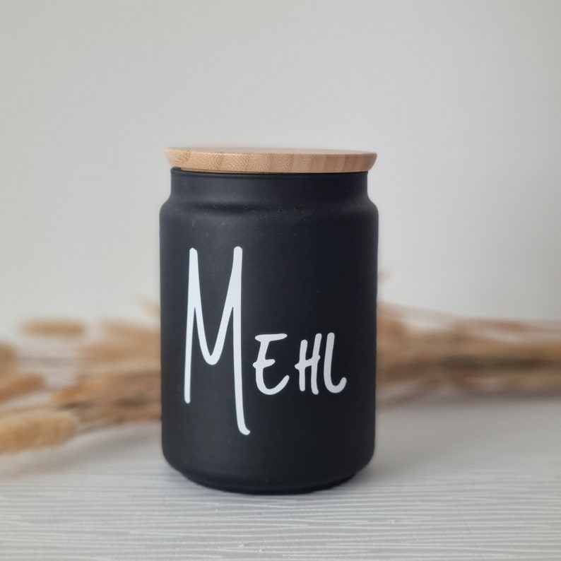Vorratsglas mit Bambusdeckel, Vorratsdose, Kaffedose, Zuckerpott, Nudelglas, Mehl, personalisierte Unikate Mehl