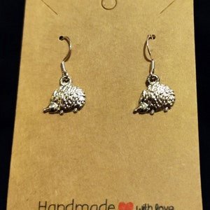 Hedgehog Earrings. Pierced ears. Hedgehog design 2. Free UK P&P