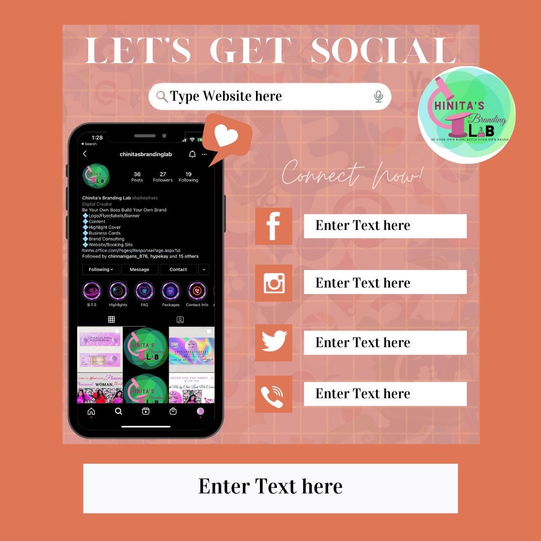Let's Get Social Editable Template - Etsy