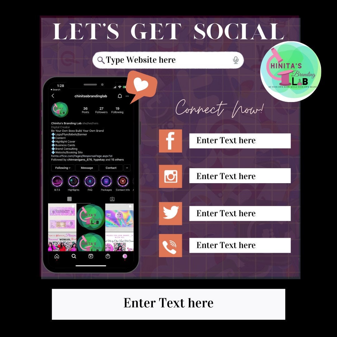 Let's Get Social Editable Template - Etsy