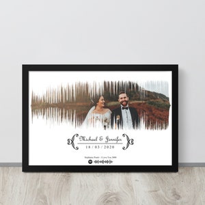 Impressão Soundwave personalizada com código qr, imagem de arte Soundwave presente de aniversário de 1 ano para o marido, primeira dança, música de casamento