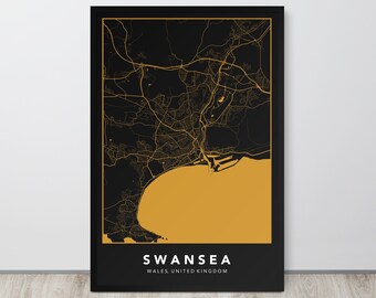 Swansea Map, Swansea City Map Print, Minimalist, , England, United Kingdom, Home, Map Poster, Wall Decor, Custom And Personalized Gift