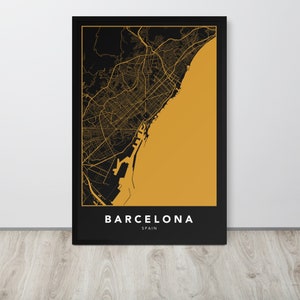 Carte de Barcelone, Impression de carte de la ville de Barcelone, Minimaliste, , Espagne, Europe, Accueil, Affiche de carte, Décoration murale, Cadeau personnalisé et personnalisé