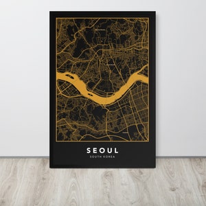 Carte de Séoul, Impression de carte de la ville de Séoul, Minimaliste, , Corée du Sud, Asiatique, Accueil, Affiche de carte, Décoration murale, Cadeau personnalisé et personnalisé