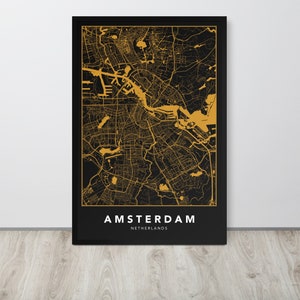 Amsterdam Map, Amsterdam Map Print, Minimaliste, , Pays-Bas, Europe, Accueil, Affiche de carte, Décoration murale, Cadeau personnalisé et personnalisé
